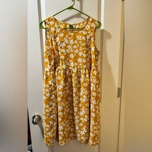 Nursing Dress Breastfeeding Yellow Floral Large